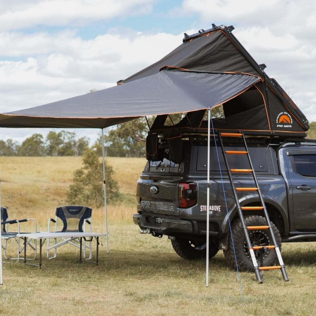 above car tent V9 Rooftop Tent + 230W Solar – Step Above 4x4